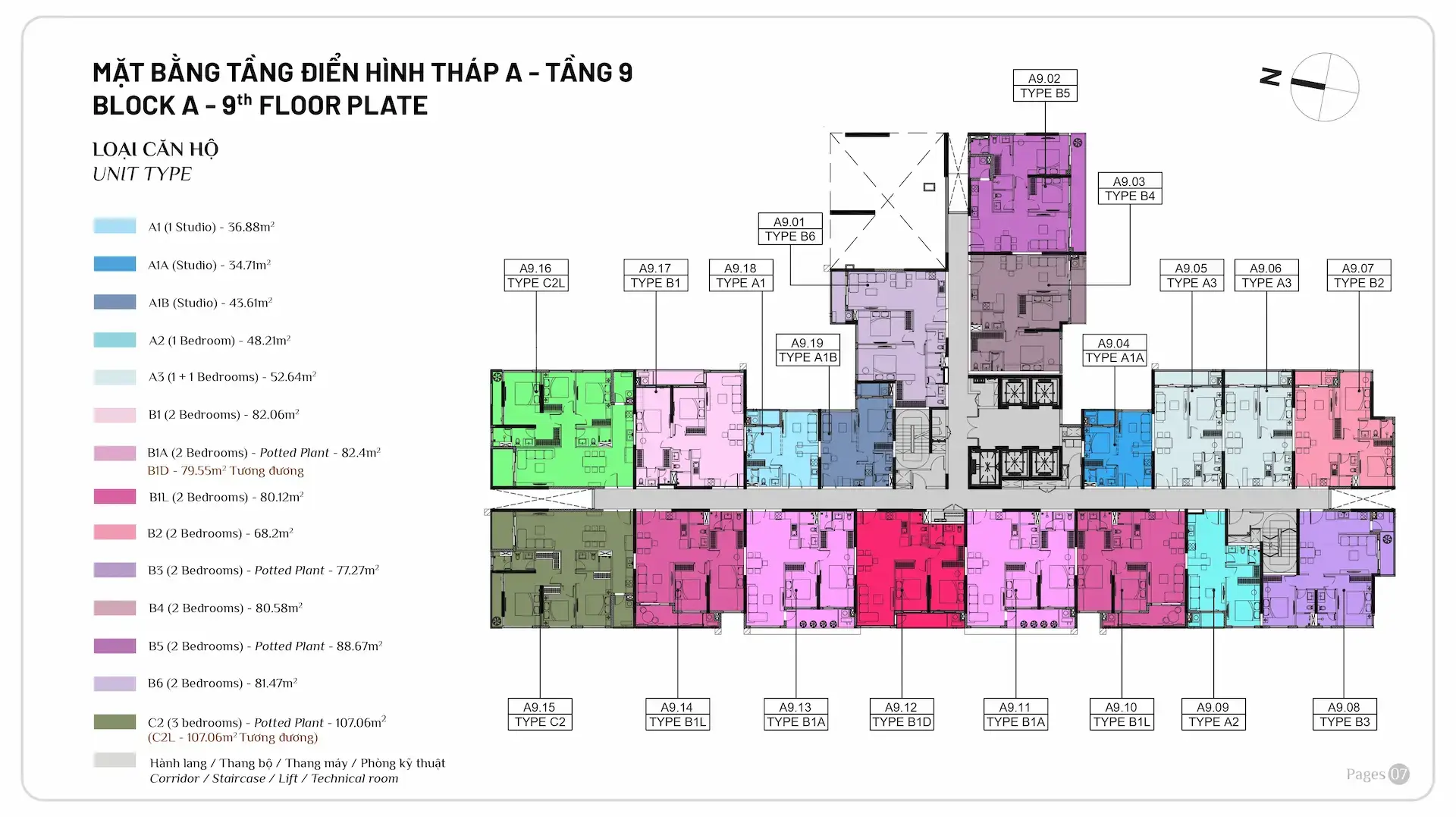Mặt bằng tầng 9 Tháp A Elysian