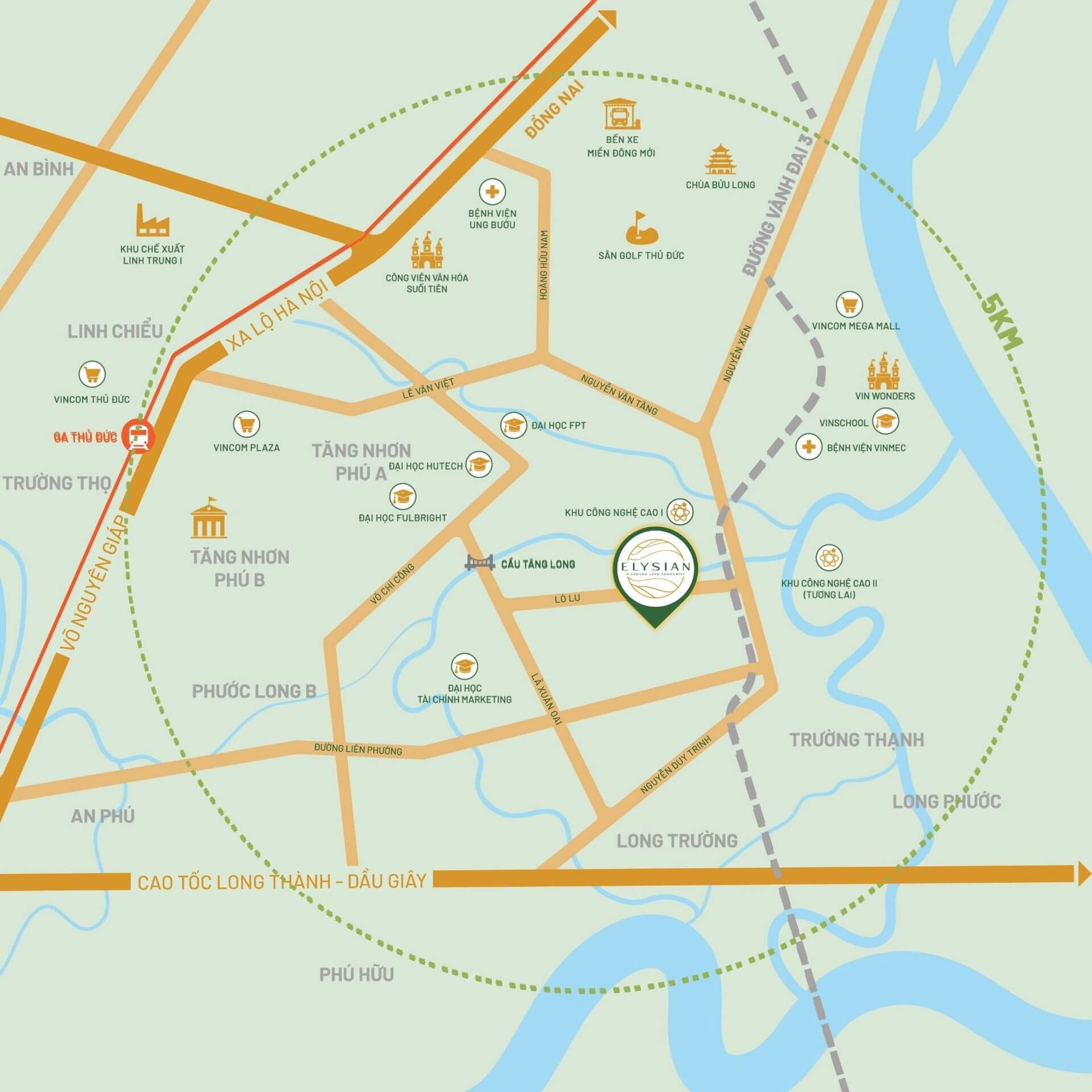 Bản đồ vị trí dự án căn hộ Elysian Gamuda Land TP Thủ Đức